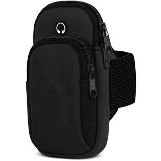 moex Handytasche Joggen für Nokia 5.4 Sportarmband Handy aus Neopren, Handyhalterung Arm zum Laufen Sport Armband, Laufarmband mit 2 Fächern, Lauftasche Jogging - Schwarz