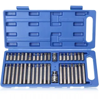 KXVXXV 40 Stück Vielzahn Nuss Satz 1/2", 3/8", Vielzahn Nuss Set, Vielzahn Bit Satz, Steckschlüsselsatz Enthält Torx-, Sechskant- Und Spline| T20-T55 M5-M12 H4-H12
