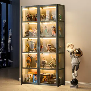 uofgcru Stehend Sammlervitrine, Vitrinenschrank Vitrine mit Acryltür, sammlervitrine wohnzimmerschrank, Glasvitrine, bücherregal glastüren,Acryl-Sammlungsvitrine, für Bücher, Wein, Büro(62×33×162cm)