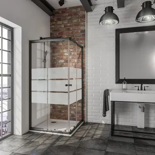 Schulte Sunny Eckdusche mit Schiebetüren 75 x 90 cm 180 cm schwarz Sicherheitsglas