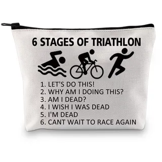 PXTIDY Triathlon Gifts Kosmetiktasche für Triathlon, Triathlon, Triathlon, Triathlet, Schwimmen, Radfahren, Laufen, Geschenk für Triathlon-Athleten, beige, Einheitsgröße