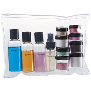 Sichler Beauty Reißverschluss-Tasche mit 12 Kosmetik-Behältern fürs Flug-Handgepäck