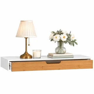 SoBuy Wandregal 60 x 24 x 8 cm Weiß/Natur