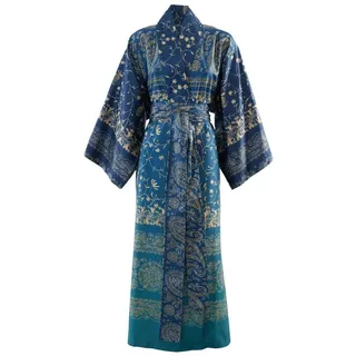 Bassetti Kimono BRENTA, knieumspielend, Baumwolle, Gürtel, aus satinierter Baumwolle blau L-XL