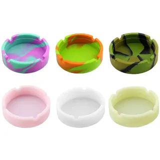 SOQKEEN 6er Set Silikon-Aschenbecher, Bruchfest & Hitzebeständig, Antihaftbeschichtet, Coole Aschenbecher für Draussen, Zuhause, Büro & Gastronomie