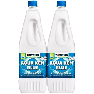 THETFORD Thetford Aqua Kem Blue 2 Liter Toilettenreiniger Sanitärflüssigkeit WC-Reiniger (Set, [2-St. 2 Liter Flasche Sanitärflüssigkeit für die Toilette Thetford, Aqua Kem Blue, 2 Liter, Für Campingtoiletten)