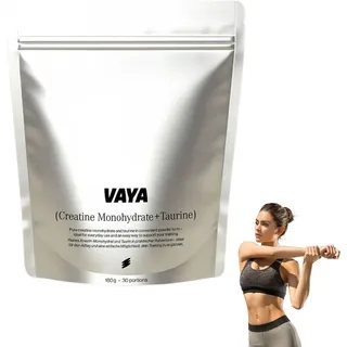 Vaya Creatin und Taurin Pulver - 180g, Natürlich Kreatin Monohydrat Pulver, Vegan & Glutenfrei, Unterstützt Leistungsfähigkeit & Muskelkraft (1)