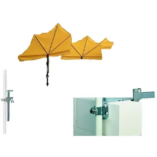 Hollymat MAIS GELBER mobiler BALKONFÄCHER 140 x 70 cm drehbarer, teleskopischer UV-Sonnenschutz-Fächerschirm, inkl. Tragetasche - Made Baden Württemberg