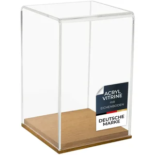 HMF 46881 Acryl Vitrine mit Holzsockel für Figuren, 14 x 14 x 22 cm