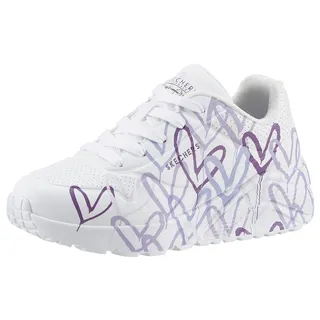 SKECHERS Uno Lite Spread The Love White Synthetic/Light Purple Trim 30