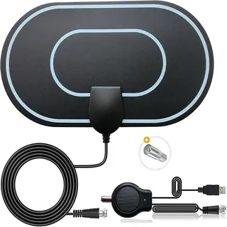 DVB-T/DVB-T2-Antenne mit Signal Verstärker Booster, HDTV Zimmerantenne für Fernseher, 5 Meter Kabel, Unterstützt 4K HD-Kanäle & Alle TV-Geräte