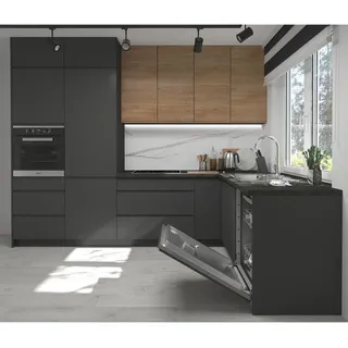 Feldmann-Wohnen Winkelküche Avellino L-Form 302 x 232 cm grau