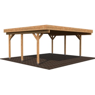 Doppel-Carport 600 x 512 cm Braun tauchgrundiert