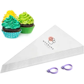 Wenburg Profi Einweg Spritzbeutel aus Baumwolle, 100 Stk., beschichtet, für eine einfache und perfekte Tortendekoration (30 cm)