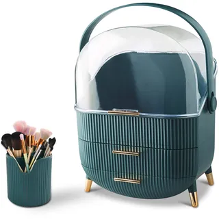 Galatée Make-up-Organizer, Büro, Schubladen, Aufbewahrung von Schmuck, aus Kunststoff, Aufbewahrungsbox für Kosmetik, Staubschutz, verschiedene Behälter, für Zuhause, Make-up-Organizer, Grün, grün,