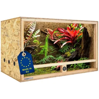 Ita Holz Terrarium 120x60x60 cm mit Seitenbelüftung & Integriertem Hygrometer - Holzterrarium aus OSB-3 Platten - Terrarien für Reptilien, Schlangen, Amphibien - EU Produkt, FSC Zertifiziert