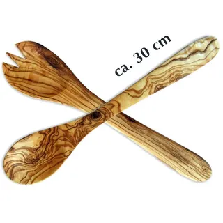 Olivenholz-erleben Salatbesteck MITTEL - L 30 cm,