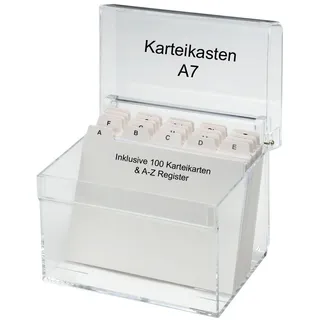 Maul Karteikasten DIN A7 für 400 Karteikarten glasklar mit Deckel