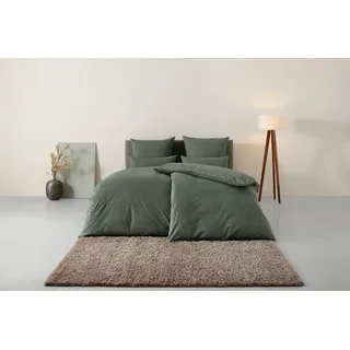 Home Affaire Bettwäsche »Melli« 2 Stk., tlg. Bettwäsche aus Baumwolle, Leinen-Look in Melange-Optik grün