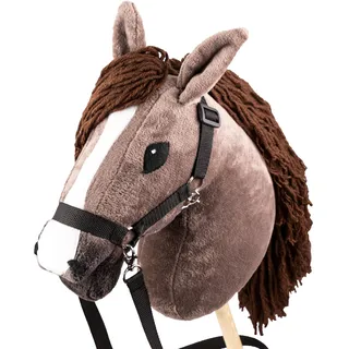 SKIPPI Hobby Horse Fuchs, Großes Steckenpferd A3, Halfter und Zügeln im Set, Fuchs Pferd, Hobby Horsing Pferd, Kastanienbraun Stockpferd
