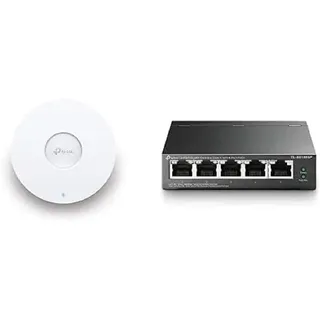 TP-Link EAP610 AX1800 Gigabit Dualband WiFi 6 WLAN Access Point mit TL-SG1005P 5-Port Gigabit PoE Switch