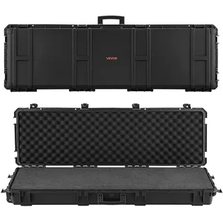 Vevor Waffenkoffer mit Hartschale für Langwaffen, abschließbarer Gewehrkoffer mit abnehmbarem XPE-Schaum, Langwaffenkoffer Waffenaufbewahrung rollbar IP67 wasserfest, 134,1 x 42,5 x 18 cm Schwarz