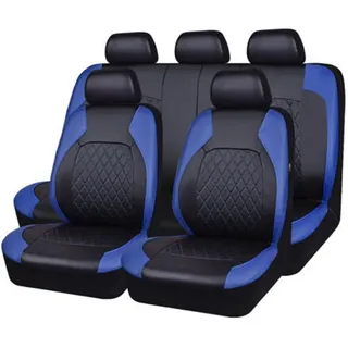 Toets 9PCS Auto Sitzbezüge Sets für VW T ROC SUV/R-Line (A11) 2013-2025, Allwetter Leder Wasserdicht Atmungsaktiv Verschleißfestes Sitzbezügesets Protektoren Zubehör,D/Blue