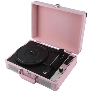 Vinyls Record Player, Vintage Phonograph Record Player mit Lautsprechern 3.5 -Eingangslinie 33/45/78 U/min -Unterstützung für 7/10/12 Zoll Vinyls Records (PINK)