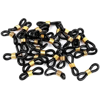 maDDma 30 Brillenschlaufen Brillenkettenhalter Brillenketten-Verbinder Ösen für Brillenband 20x7mm Farbwahl, Farbe:schwarz gold