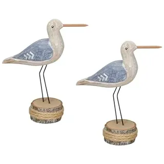 Posiwio dekorative Maritime Dekofigur Möwe auf Pfahl aus Holz in verschiedenen Größen (klein 2 x)