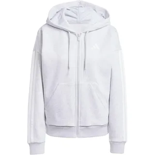 adidas Essentials 3-Streifen Fleece Reißverschlusspullover Light Grey Heather / White L