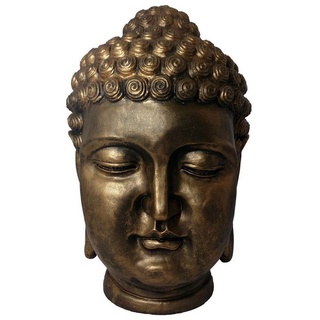 colourliving Dekofigur Buddhafigur Buddha Figur groß Buddhakopf bronze Optik Gartenfigur, Handbemalt, Wetterfest goldfarben