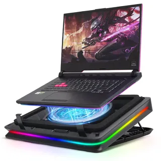 Gaming Laptop Kühler Kühlpad mit Touch-Bedienung stufenloser, Laptop Cooler für Schnelle Kühlung 13-19 Zoll Notebook mit stufenloser Geschwindigkeit 18cm Extra-groß Leistungsstarker Turbo-Lüfter