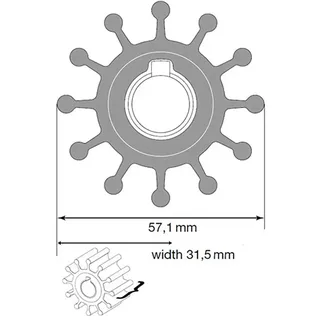 Johnson Pump Typ 6 Neopren-impeller Mit 12 Flügeln - Black - One Size