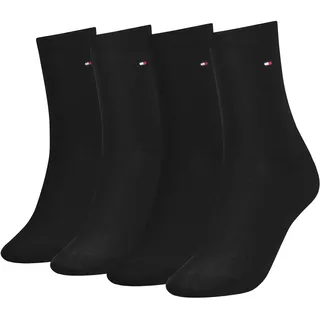Tommy Hilfiger "TH WOMEN 4P SOCK ECOM", Damen, Gr. 39-42, schwarz, Baumwollmischung, unifarben, normal, Socken Socken, mit Logostickerei