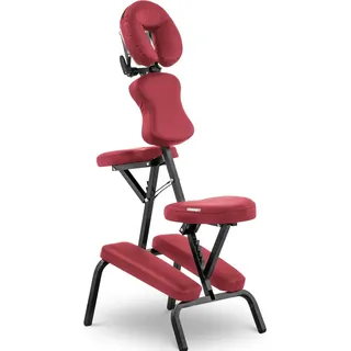 Physa Massageliege + Massagesessel, Massagestuhl klappbar mobiler Massagehocker Massagen-Stuhl 130 kg Rot