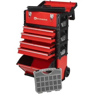 Werkzeugkönig® Werkzeugtrolley 4 Module Werkstattwagen Werkzeugkoffer leer