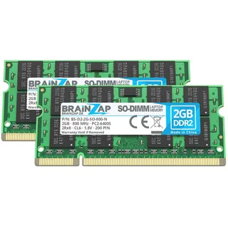 BRAINZAP 4GB (2x2GB) DDR2 800MHz PC2-6400S SO-DIMM CL6 2Rx8 1.8V Unbuffered Non-ECC RAM Arbeitsspeicher für Notebook Laptop Speichermodul Memory