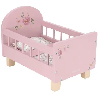 Little Dutch Puppenbett Bett für Babypuppen Puppen Holz rosa mit Blume - rosa