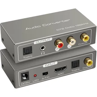 HDMI ARC Adapter Digital Analog Wandler ARC Audio Extractor Koaxial Optical zu SPDIF Koaxial Optical Cinch L/R Stereo Ausgang 3,5mm für Verstärker, Soundbar, Heimkinosystem usw