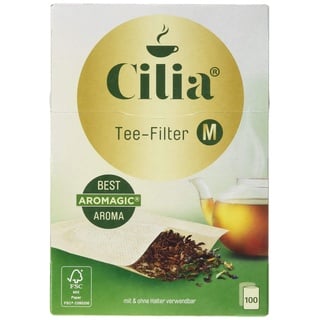 Cilia Teefilter-Set, Papier-Filter zur Verwendung mit und ohne Halter, 2 x 100 Stück, Größe: M, Naturbraun, 125432, 0.1 x 0.99 x 1,37 cm