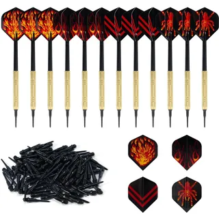 12 Stück Dartpfeile mit kunststoffspitze, Soft Darts Pfeile Set, für Elektronische Dartscheibe, Dartpfeile, Profi Softdarts Dartpfeil, 100 Kunststoff Dartspitzen Zum Austauschen