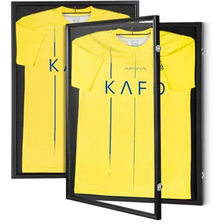 Vevor 2er-Set Trikot-Vitrine 590 x 790 x 40 mm abschließbare Schattenbox für Sporttrikots mit 98 % UV-Schutz PC-Glas und Kleiderbügeln für Baseball- Basketball- Football- Hockey-Shirts und Uniformen