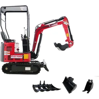 Minibagger, mit Kettenantrieb, Benzinmotor, verstellbarem Fahrwerk, schwenkbarem Baggerarm (BKB851K)