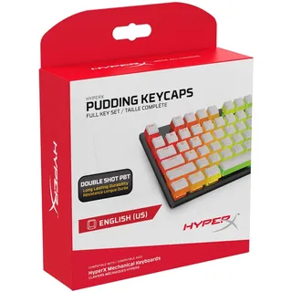 Kingston HyperX Pudding Keycaps – Vollständiger Tastensatz – PBT – {Weiß} – English (US) Layout – 104 Key, Hintergrundbeleuchtet, OEM Profil