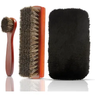 Schuhbürste,Schuhputzsets,Wildlederbürste,Schuhputzbürste,Schuhbürsten,Shoe Cleaner,Schuhpflegeset,Schuhputzset,Rosshaarbürste,Schuhpflege Leder,Hochglanz-Polierpinsel mit natürlichen Rosshaarborsten