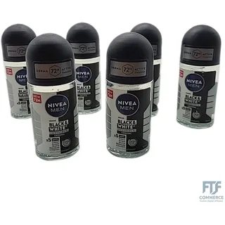 NIVEA MEN Black & White Invisible Original Antitranspirant Roll-On 6 x 50 ml