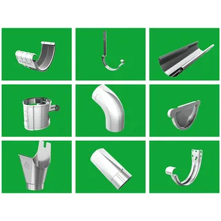 Dachrinnenset 4-16 m lang verzinkt Roofart 7 TLG 127mm (NG 280) inkl.Fallrohr mit Stirnbretthaltern oder Rinneisen (10m Rinne + 6m Fallrohr, mit Rinneisen)