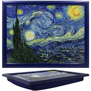 Lesser & Pavey Knietablett mit gepolstertem Kissen, für Getränke, Lebensmittel, Frühstück, Laptop, gepolstertes Knietablett für Zuhause und Büro, Vincent Van Gogh
