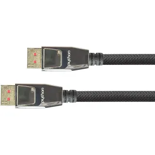 Python Anschlusskabel DisplayPort 1.4, 8K / UHD-2 @60Hz, Vollmetallstecker, vergoldete Kontakte, OFC, Nylongeflecht schwarz, 2m, PYTHON® Series (GC-M0203)